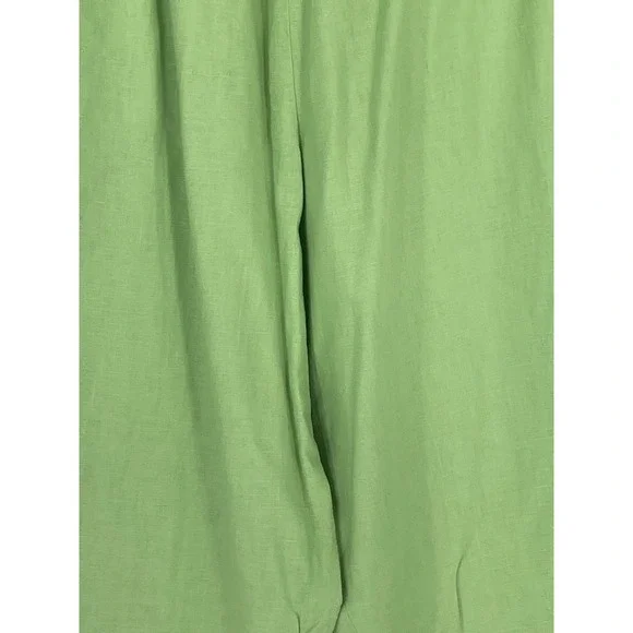 NWT Denim & Co Womens 1X Pants Suit Linen Blend Lime Green Safari Tunic Pockets - Picture 10 of 16